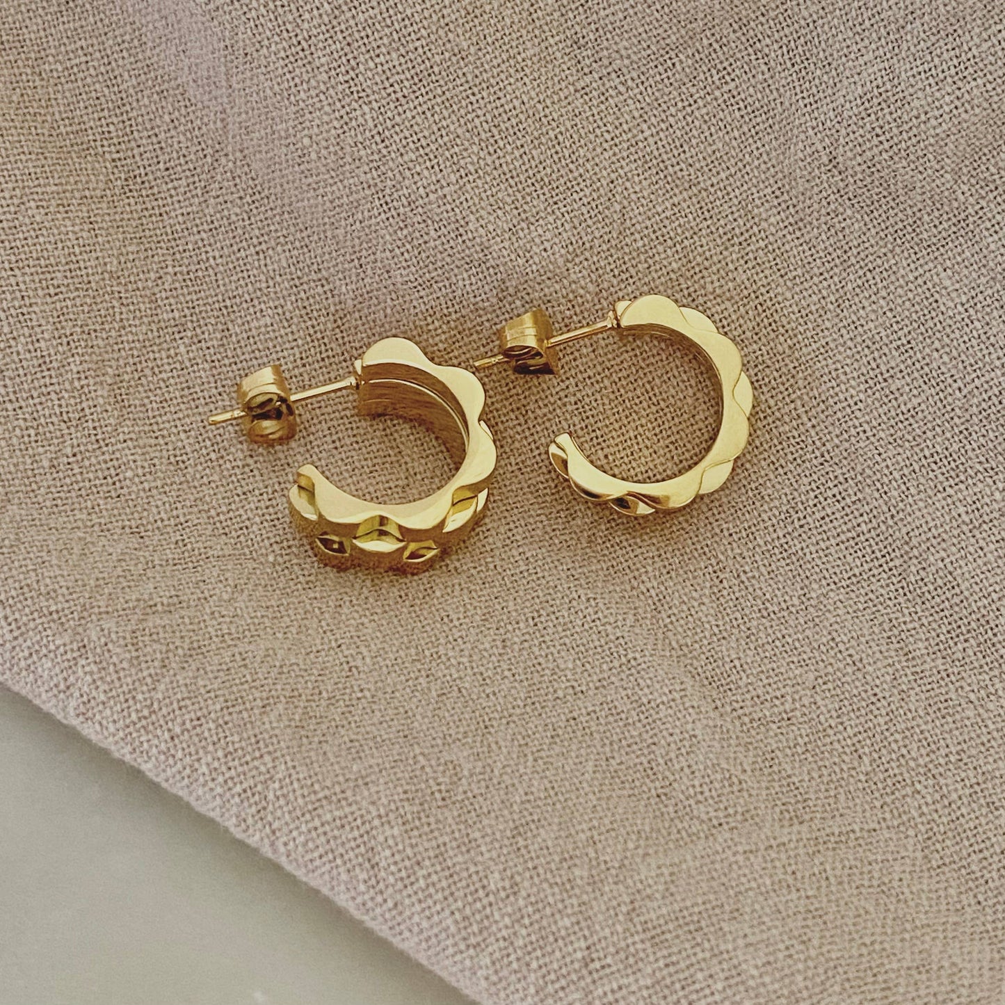 AMADY Watch Band style Hoop Earrings 18K GP Stainless Steel