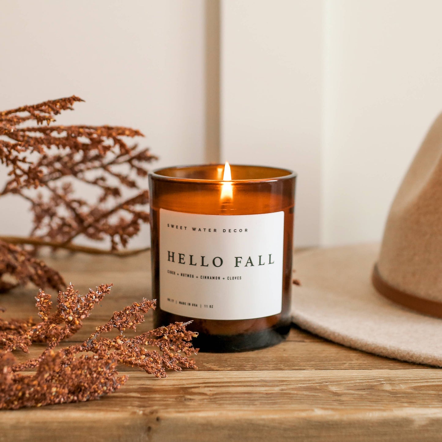 Hello Fall 11 oz Soy Candle - Fall Home Decor, Gifts