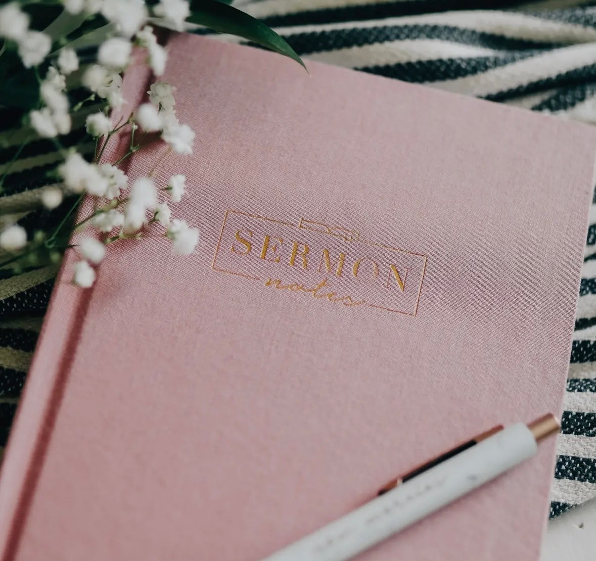 Sermon Notes Journal- Pink Linen