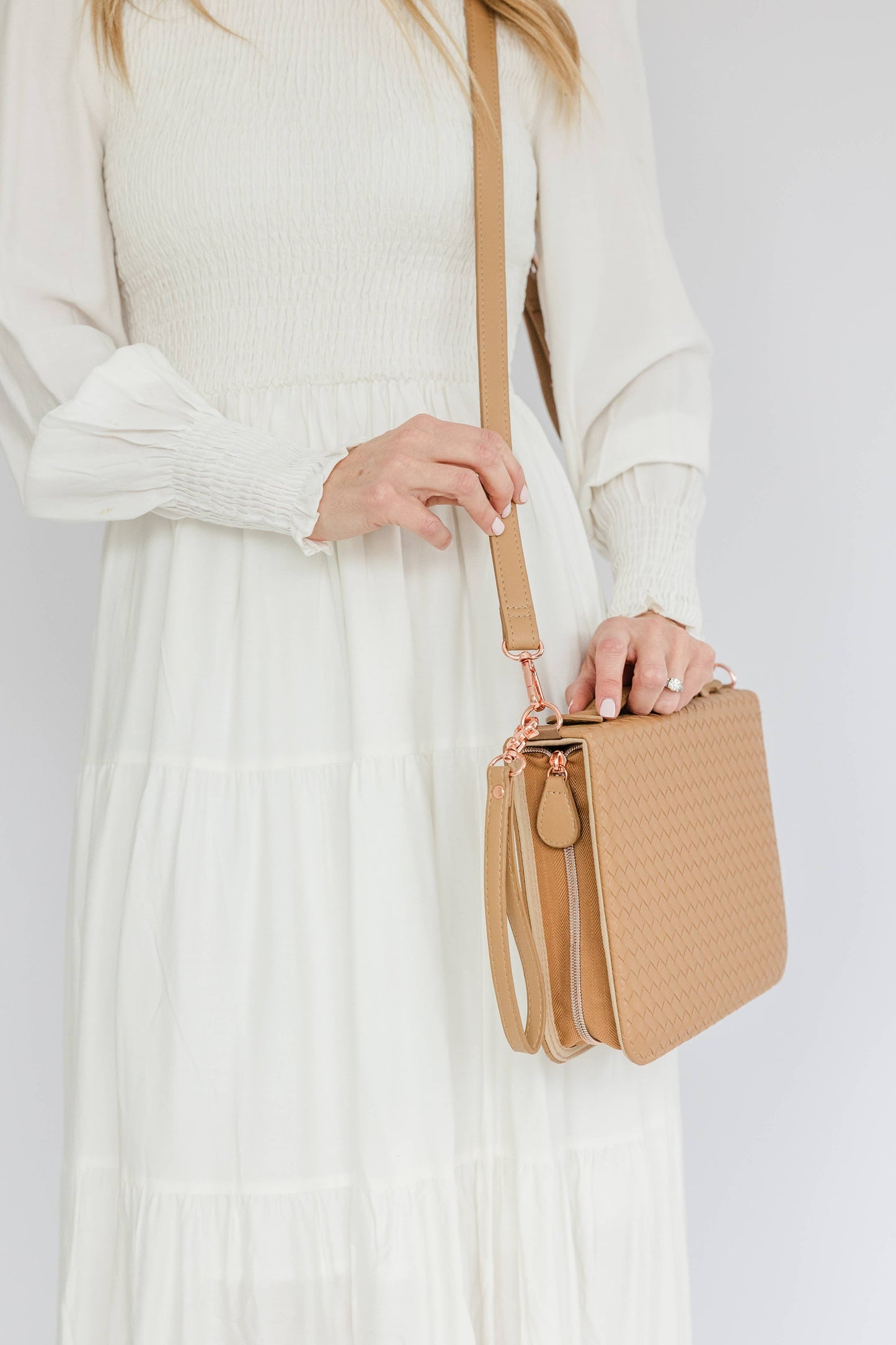 NEW Bible Cover, Weave Bible Case, Crossbody CARAMEL