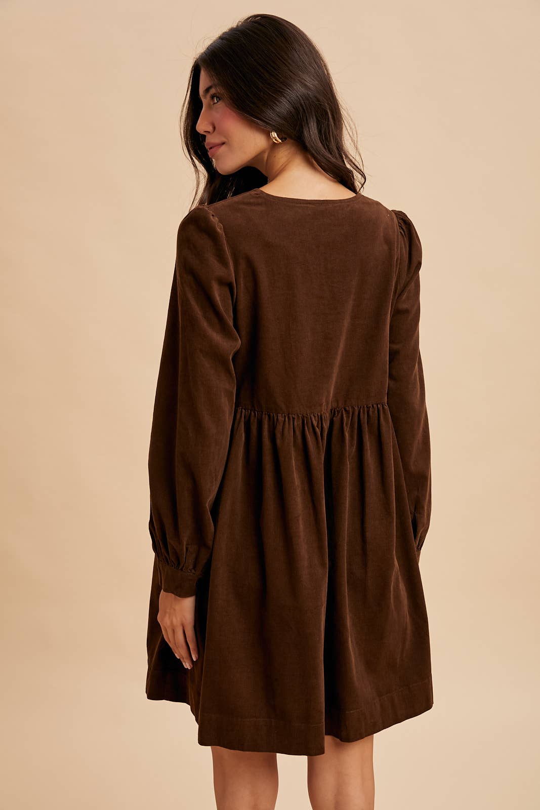 BOW TIE CORDUROY MINI DRESS