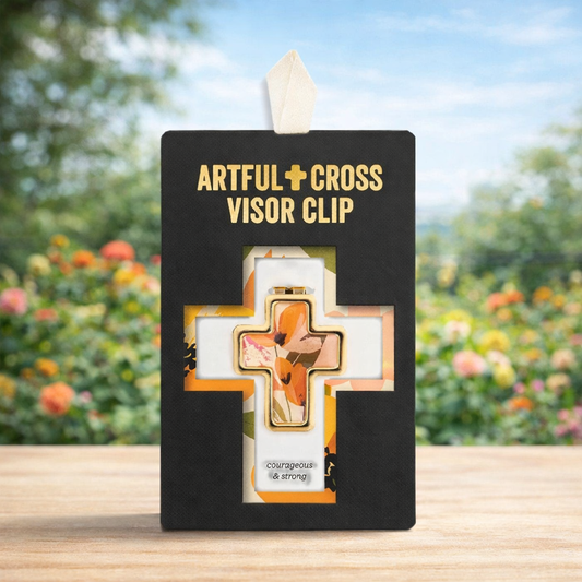 Artful Cross Courageous & Strong Visor Clip - 39x48mm