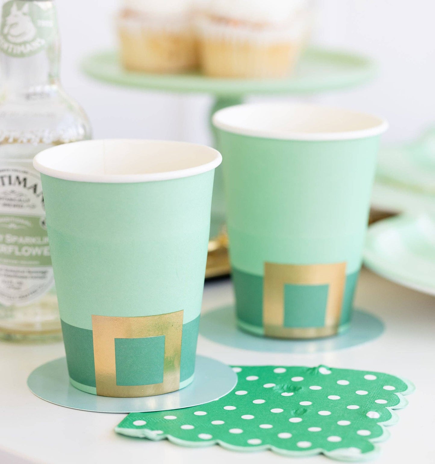 Green Polka Dot Cocktail Napkins