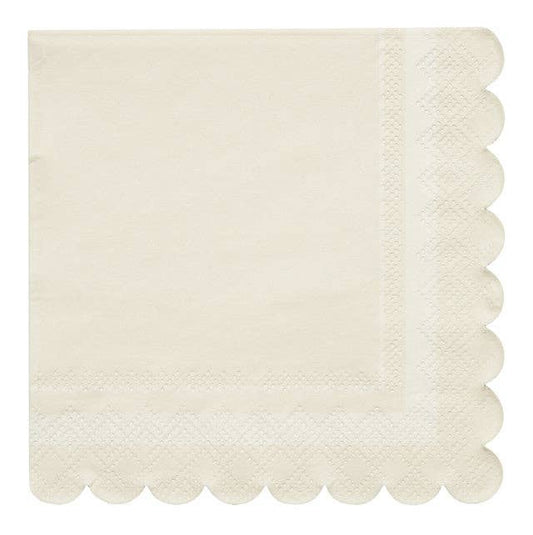 Cocktail Napkin Scalloped Edge Cream/20 pkg