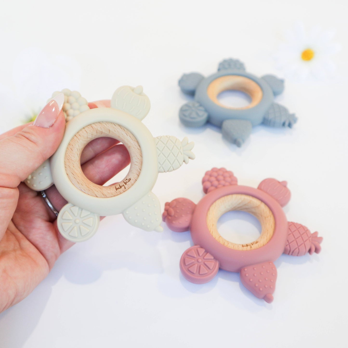 Fruit Teether Ring - Dusty Rose