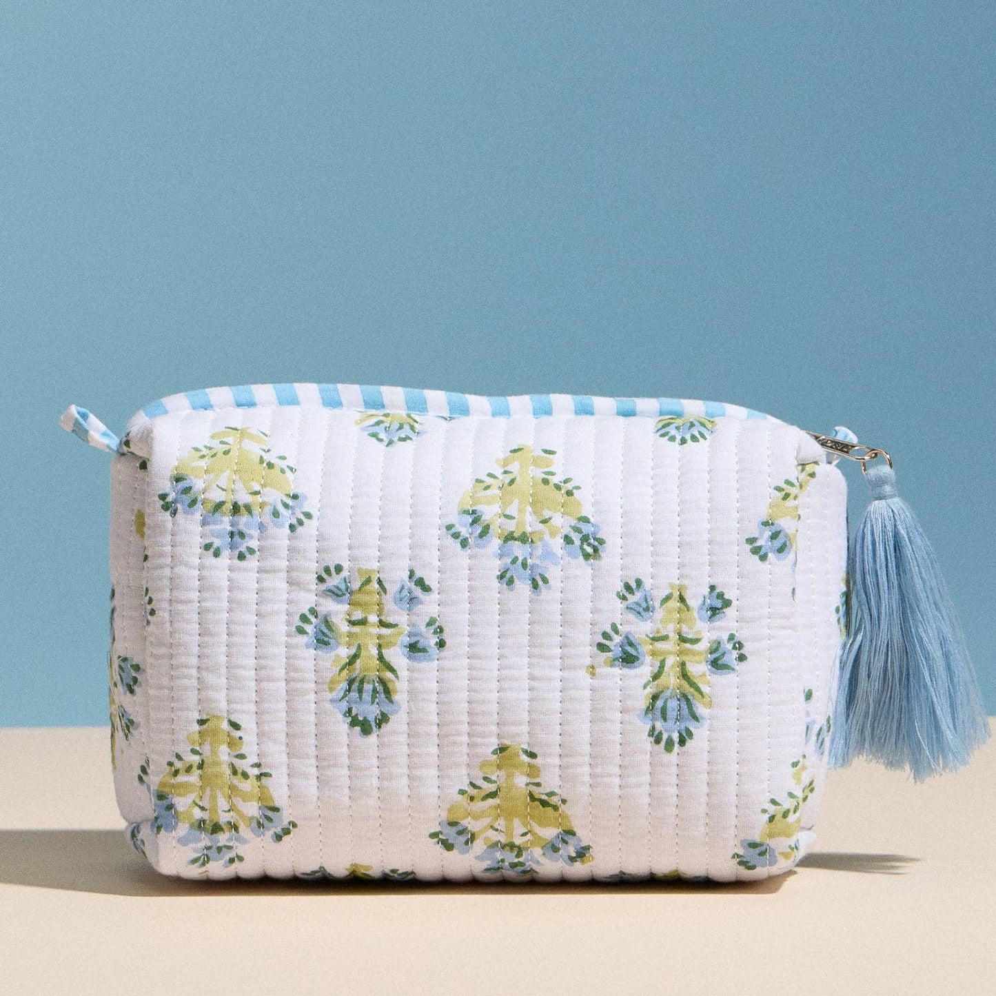 Stone & Stitch Cosmetic Pouch – Zipper Makeup Bag with Tassel