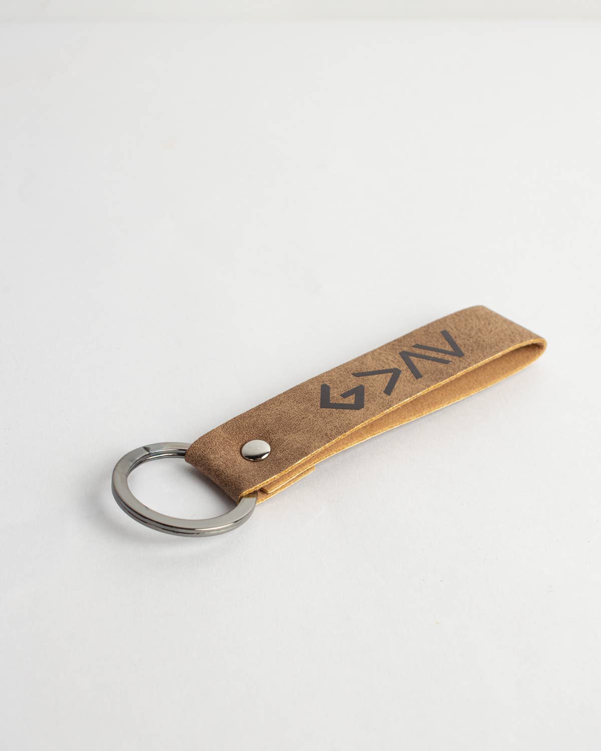 God is Greater Keychain   Brown   3"