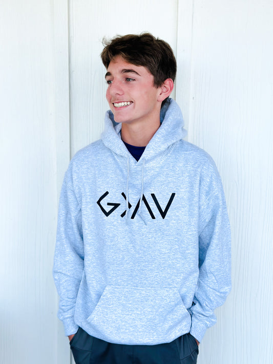 God is Greater Than The Highs and Lows Hoodie- Gray and Black