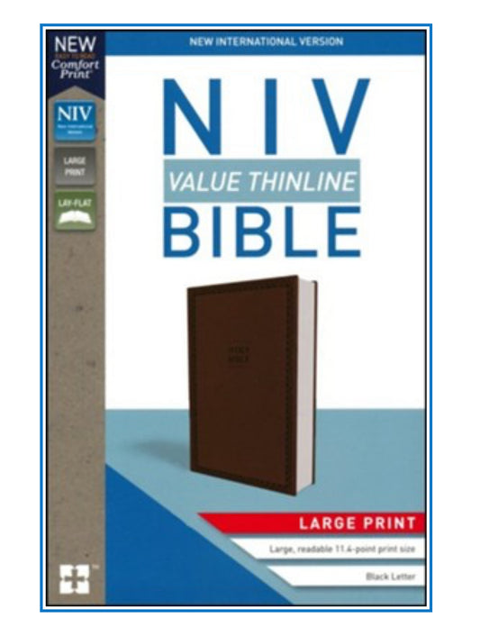 NIV Value Thinline Bible Large Print Brown, Imitation Leather