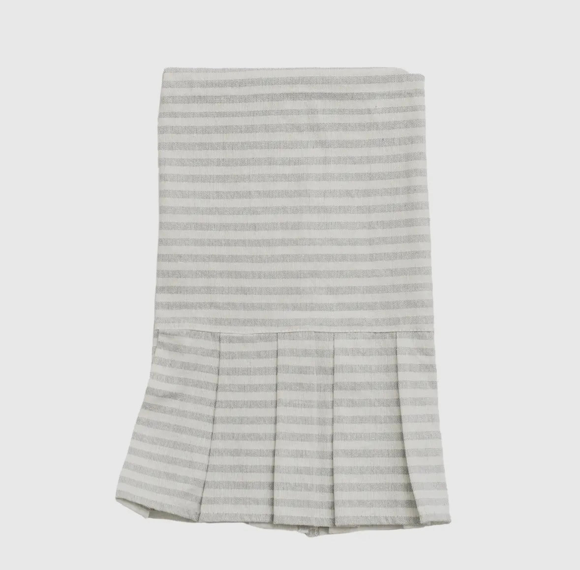 Striped Tea Towel with Ruffle- Grey