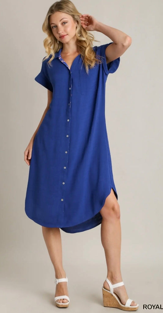 Royal Blue Shirt Dress