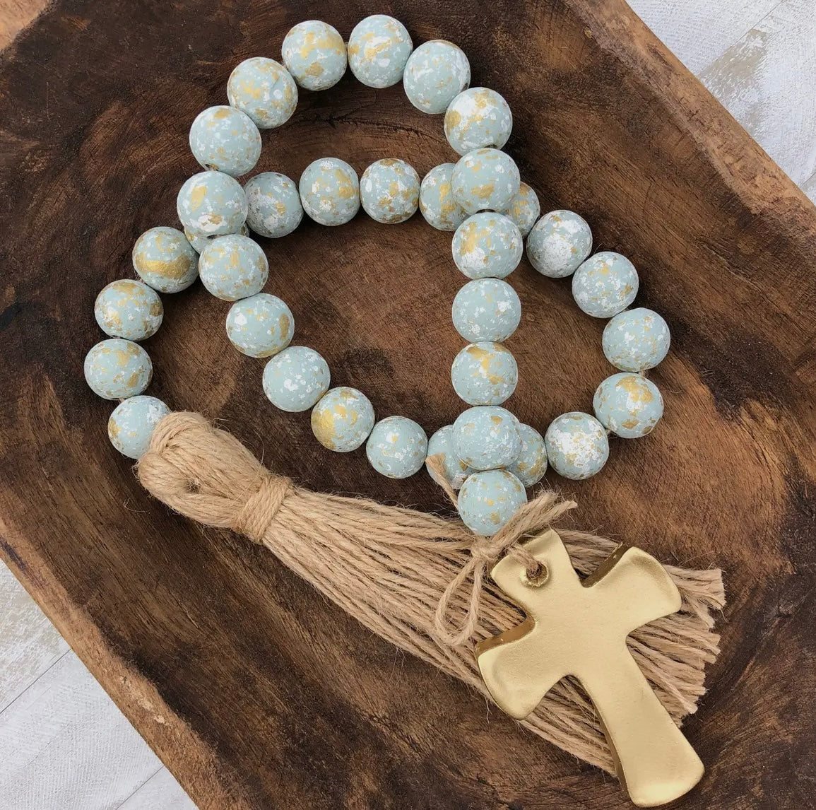 Blessing Bead Garland with Cross & Tassel