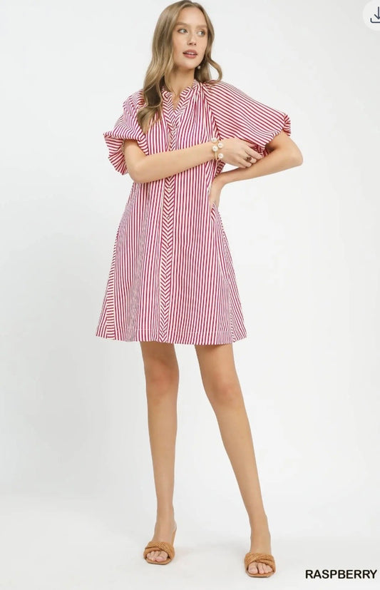 Vertical Stripe Shift Dress