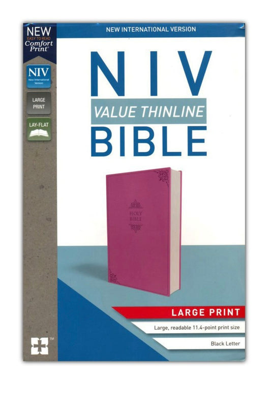 NIV Value Thinline Bible Large Print Pink, Imitation Leather