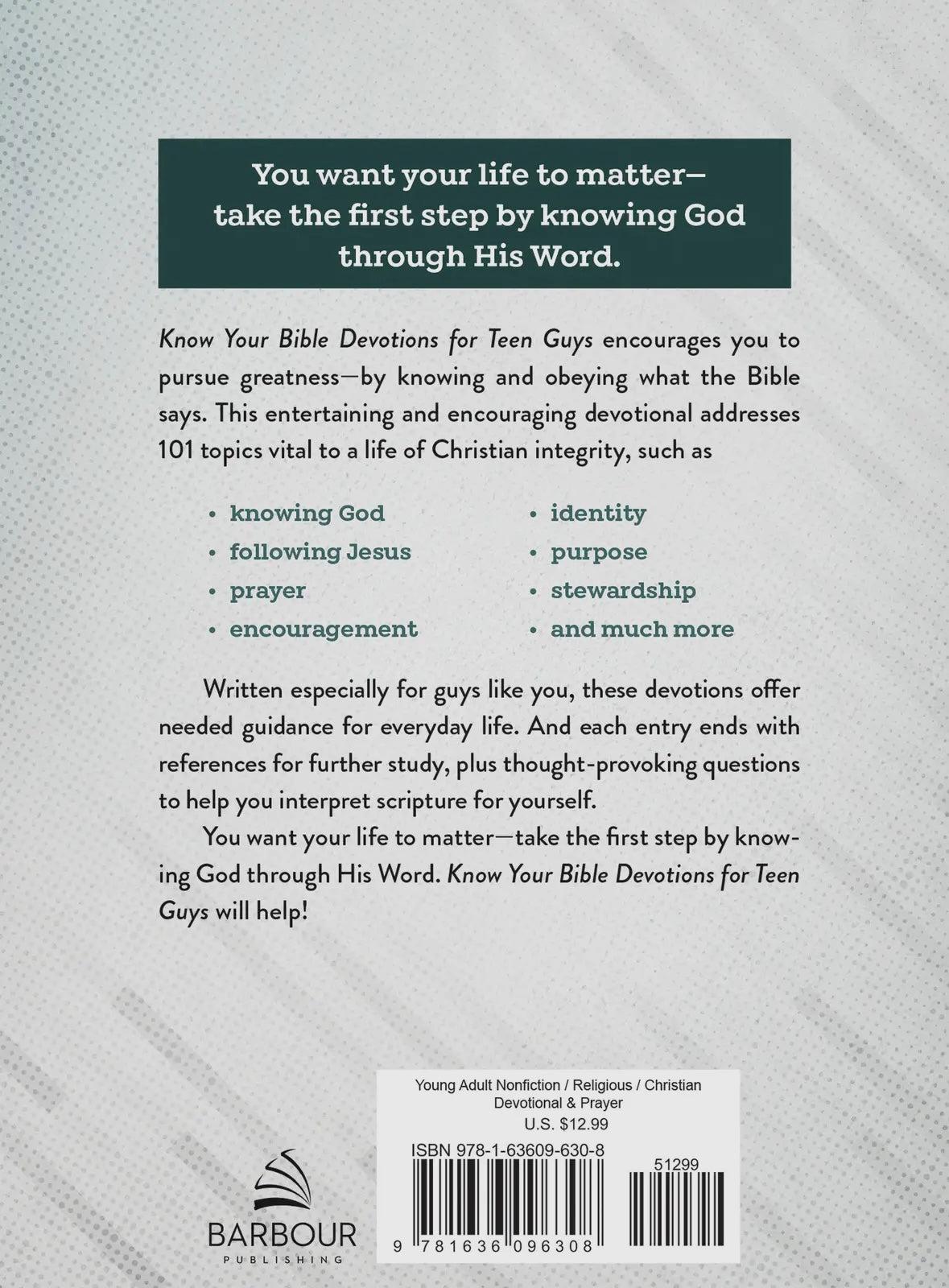 Know Your Bible Devotions for Teen Guys