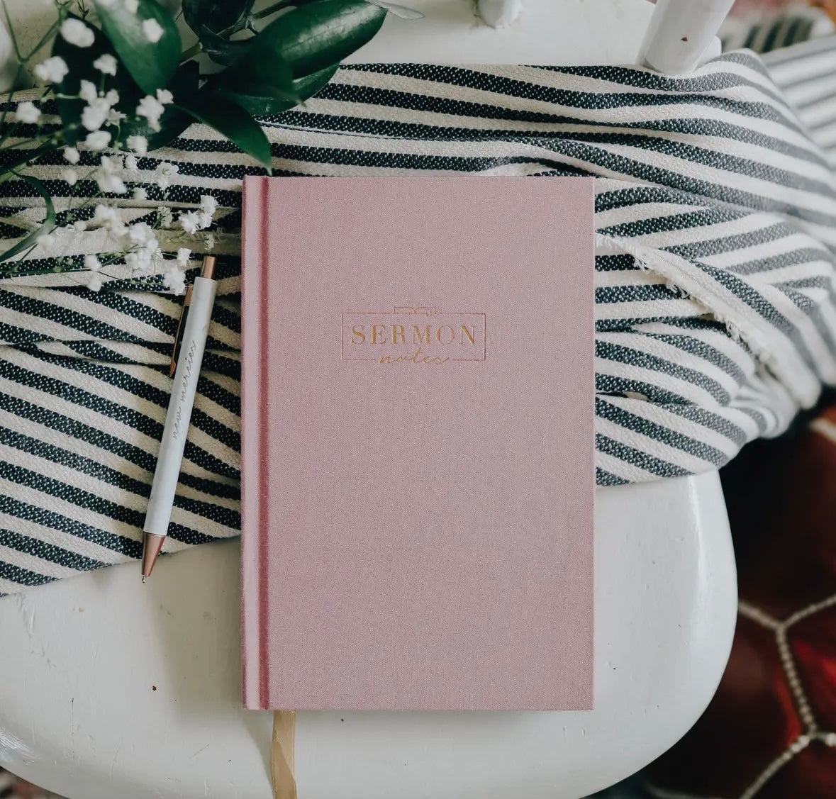 Sermon Notes Journal- Pink Linen