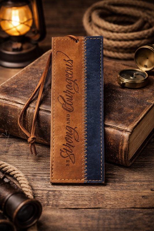 Bookmark Faux Leather Be Strong & Courageous Josh. 1:9