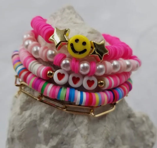 Smiley and Heart Bracelet Set