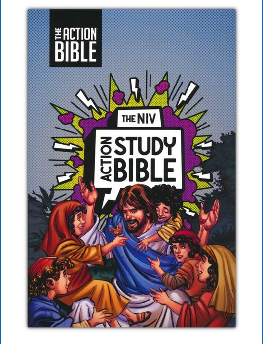 NIV Action Study Bible--soft leather-look, gray