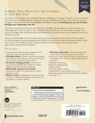 Flourish: The NIV Bible for Women, Comfort Print--soft leather-look, brown