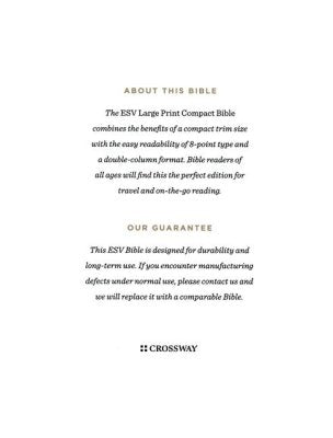ESV Large Print Compact Bible, Red Letter--soft leather-look, stone, branch