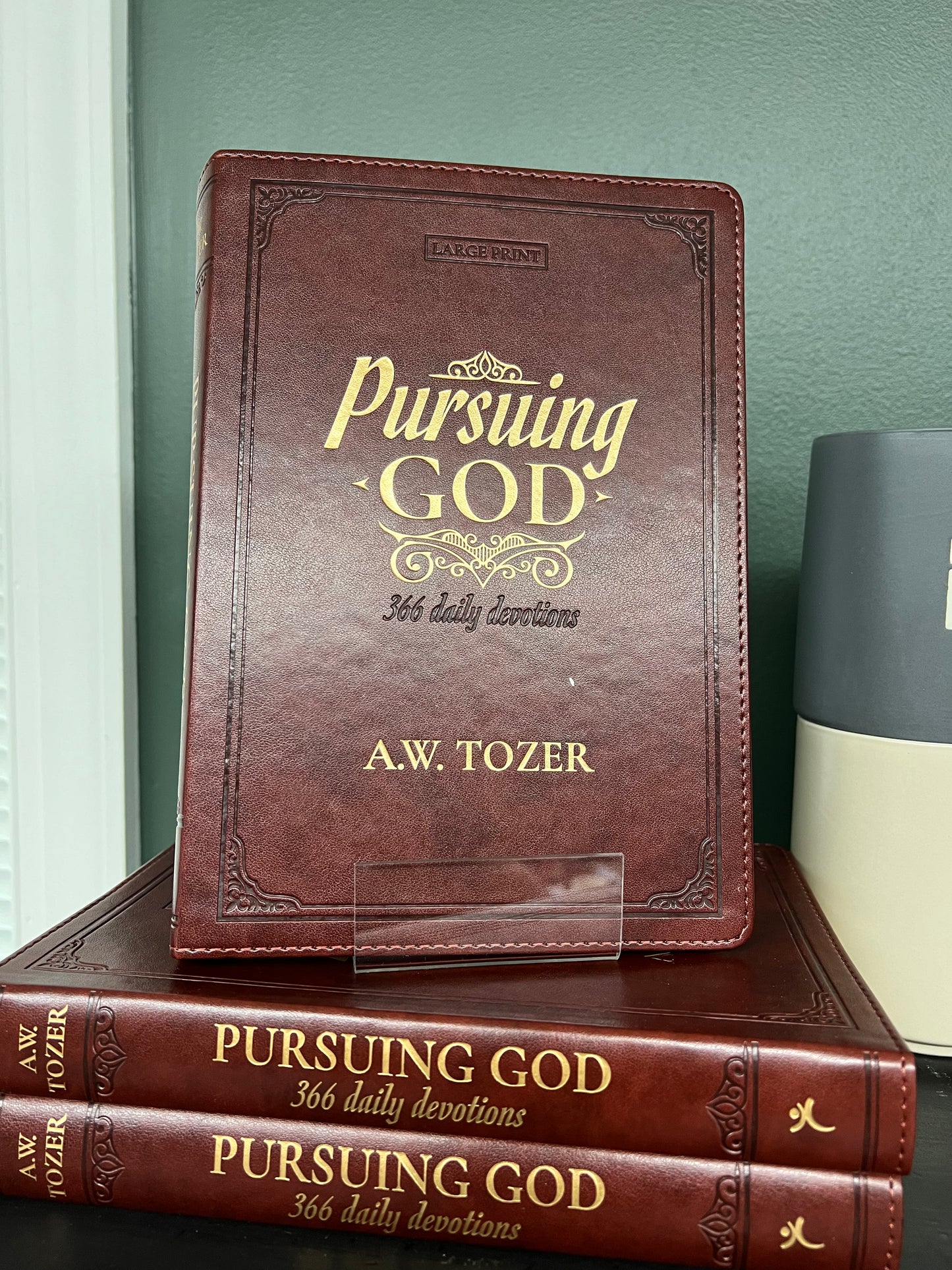 Pursuing God Saddle Tan Faux Leather Devotional