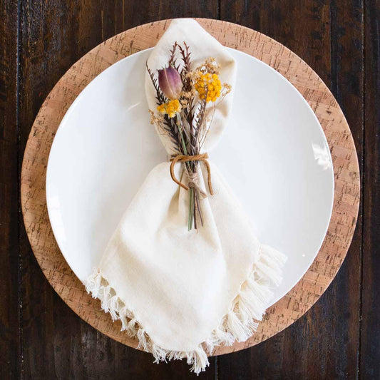 Fringe Napkin   Oat   18x18