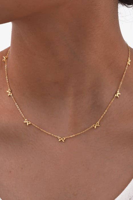 18K STAINLESS STEEL TARNISH FREE BOW NECKLACE | 40NK9512