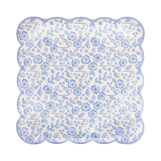 Blue Floral Paper Plates