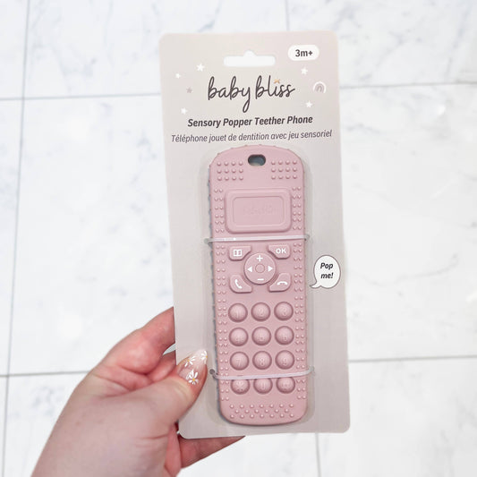 Sensory Popper Teether Phone - Dusty Pink