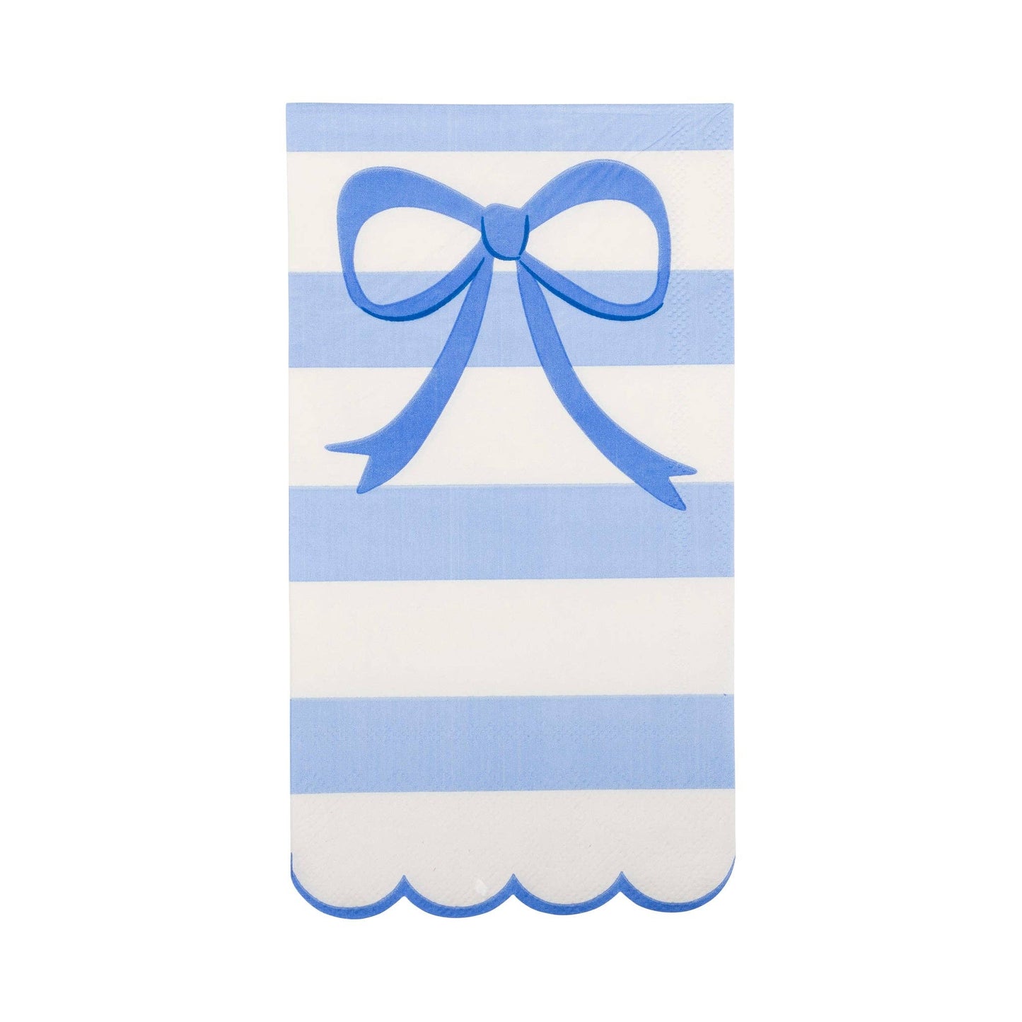 Blue Stripe Bow Scallop Guest Napkins