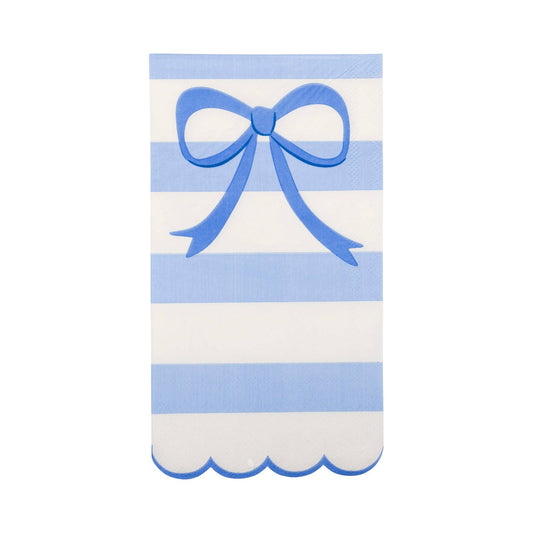 Blue Stripe Bow Scallop Guest Napkins