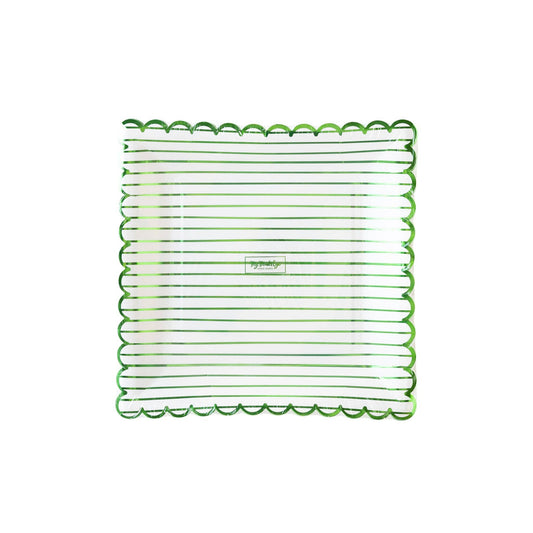 Green Striped Paper Plates