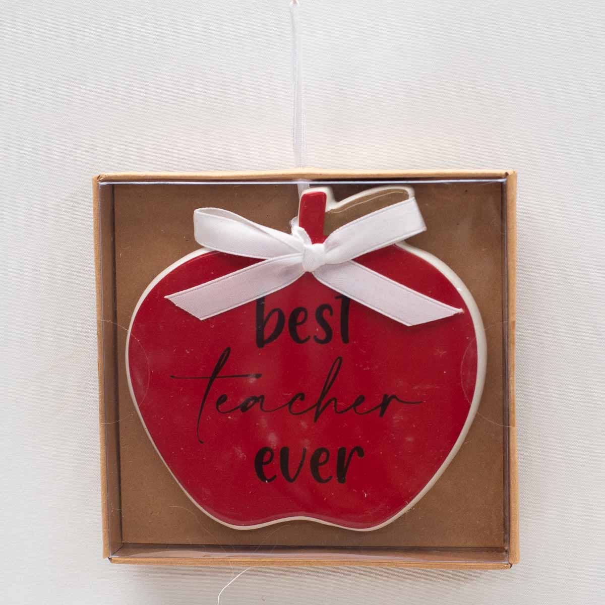 Best Teacher Ever Ornament   Red/Black   4"