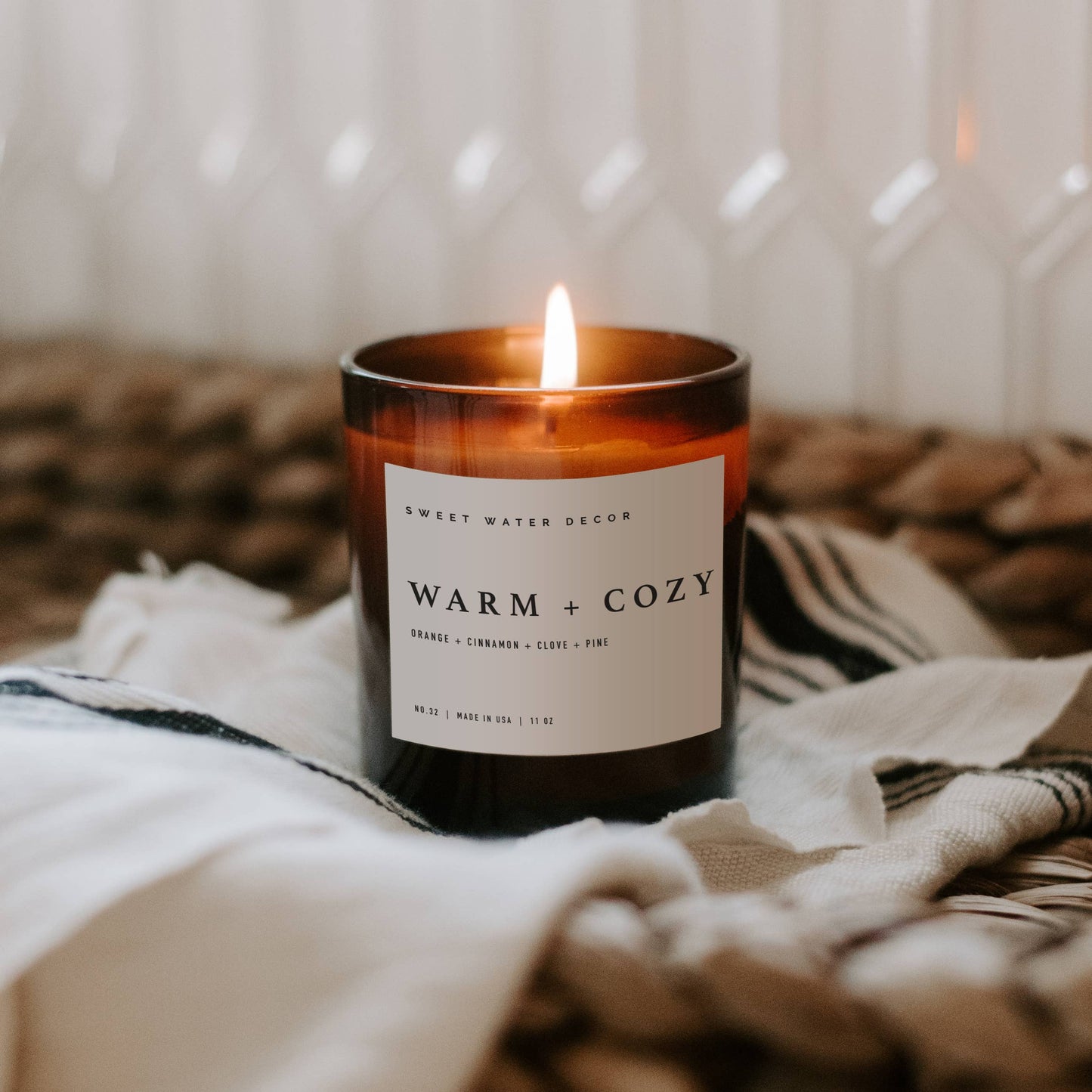 Warm and Cozy 11 oz Soy Candle - Christmas Home Decor, Gifts