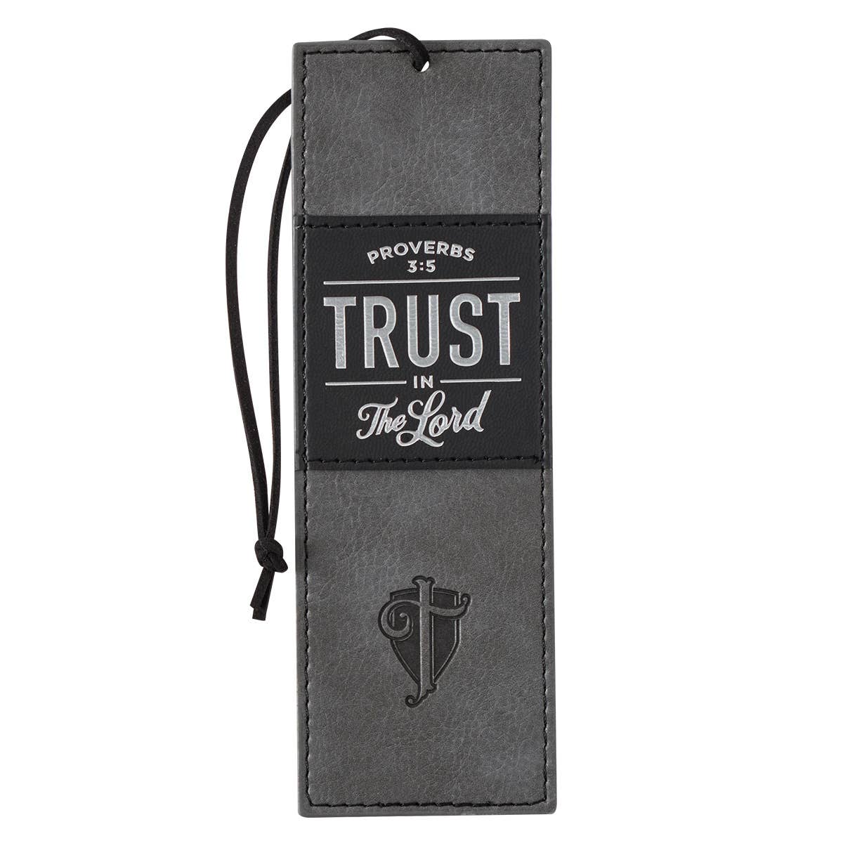 Bookmark Faux Leather Gray/Black Trust in the Lord Prov. 3:5