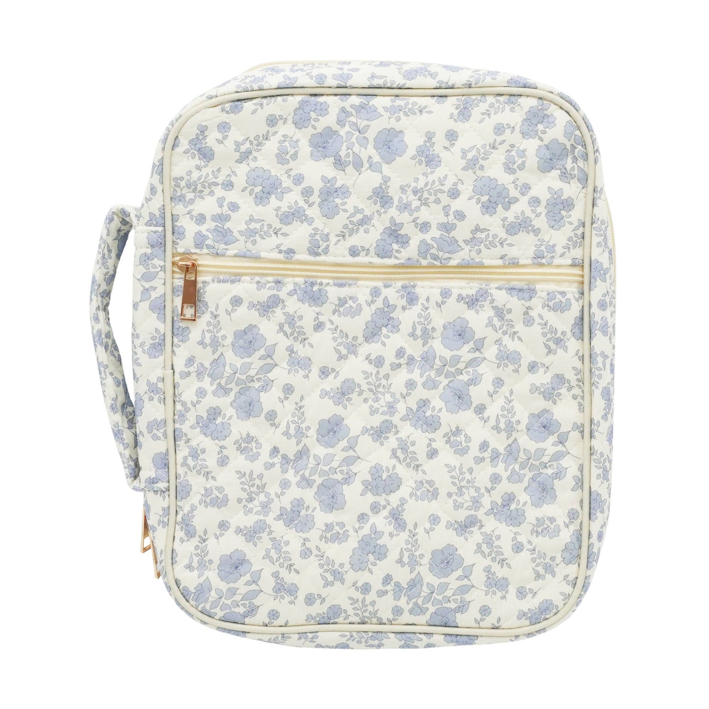 Quilted Bible Case for Women- Blue Floral