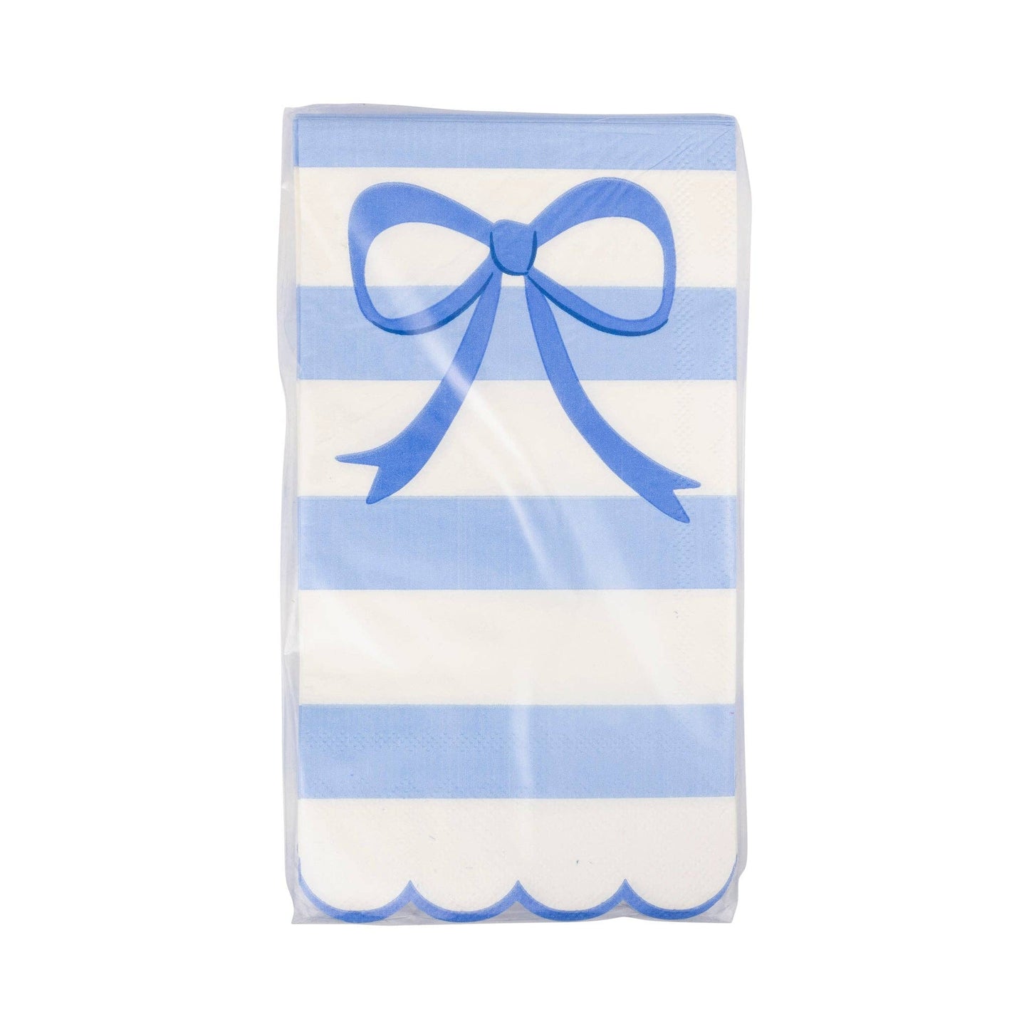 Blue Stripe Bow Scallop Guest Napkins