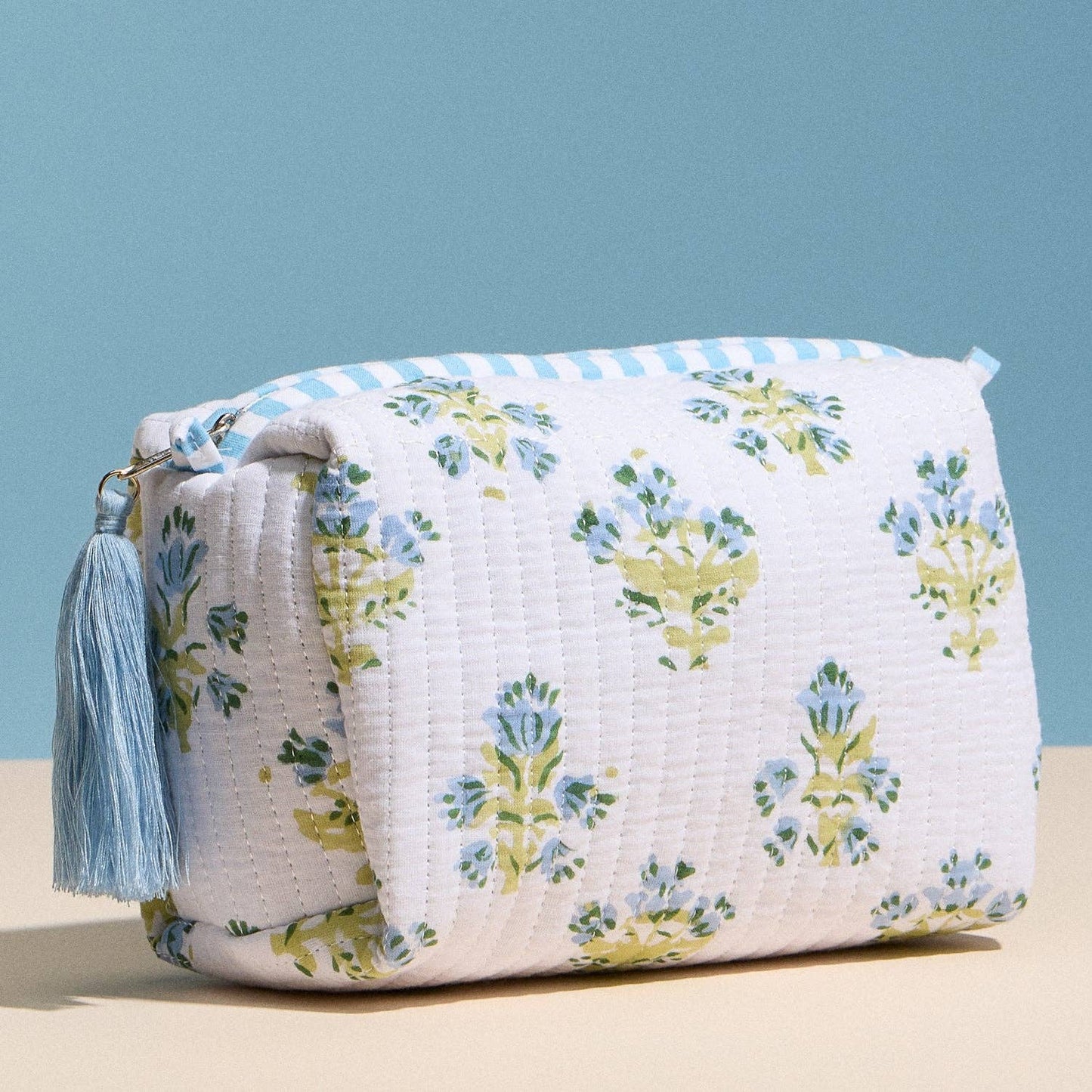Stone & Stitch Cosmetic Pouch – Zipper Makeup Bag with Tassel