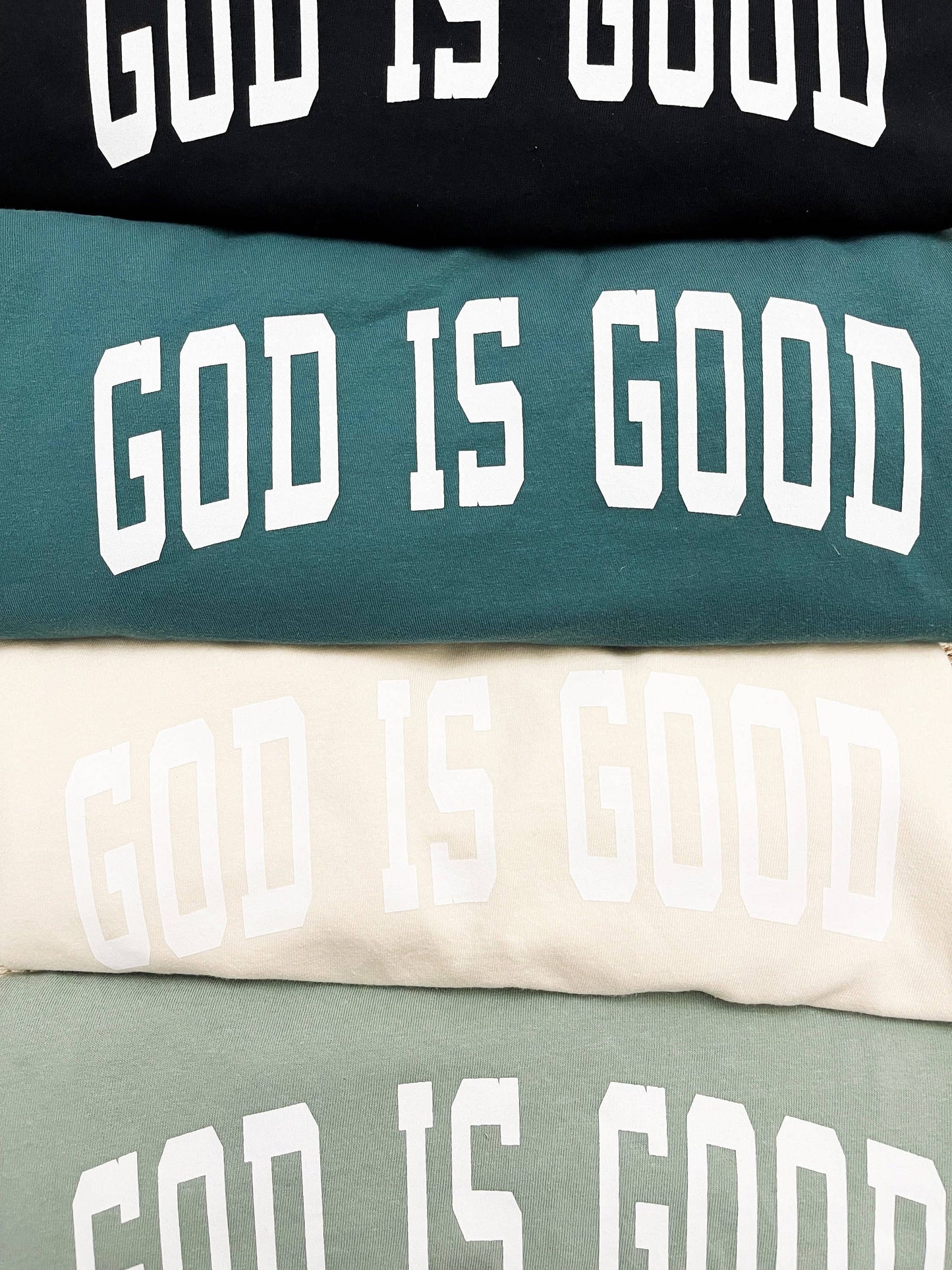 GOD IS GOOD Collegiate Graphic Tee- Ivory