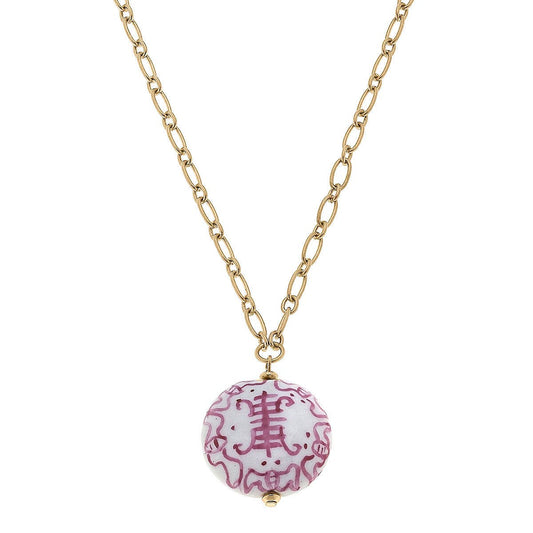 Francesca Chinoiserie Necklace in Pink & White