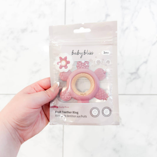 Fruit Teether Ring - Dusty Rose