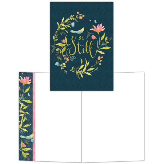 Be Still with Floral Wreath -Boxed Note Cards -15 Cards