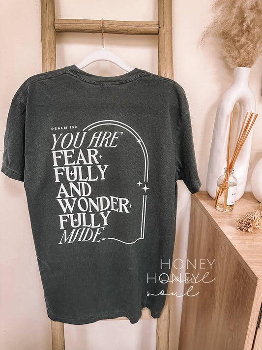 ORIGINAL Graphic Fearfully & Wonderfully Made Tee- Pepper