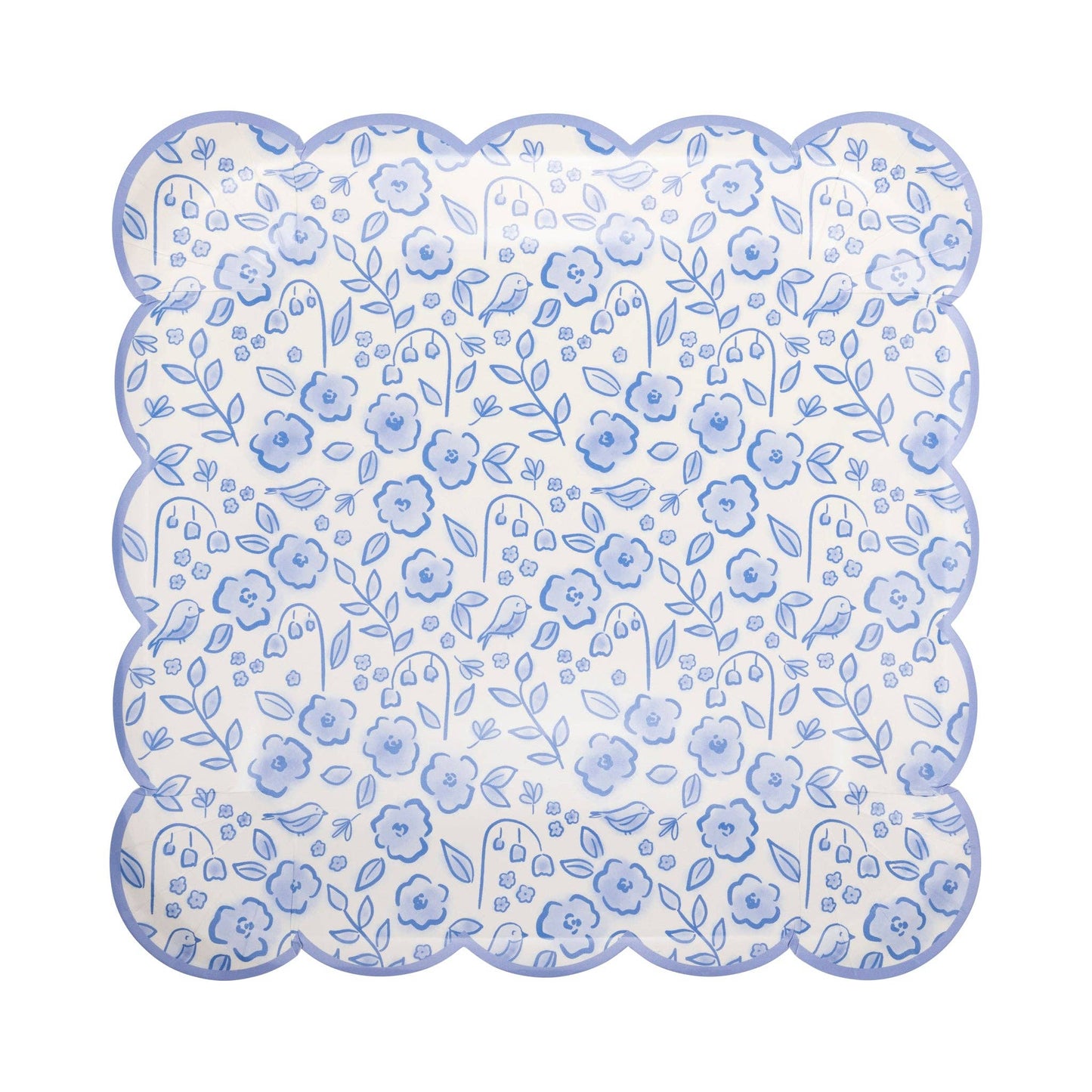 Blue Floral Paper Plates