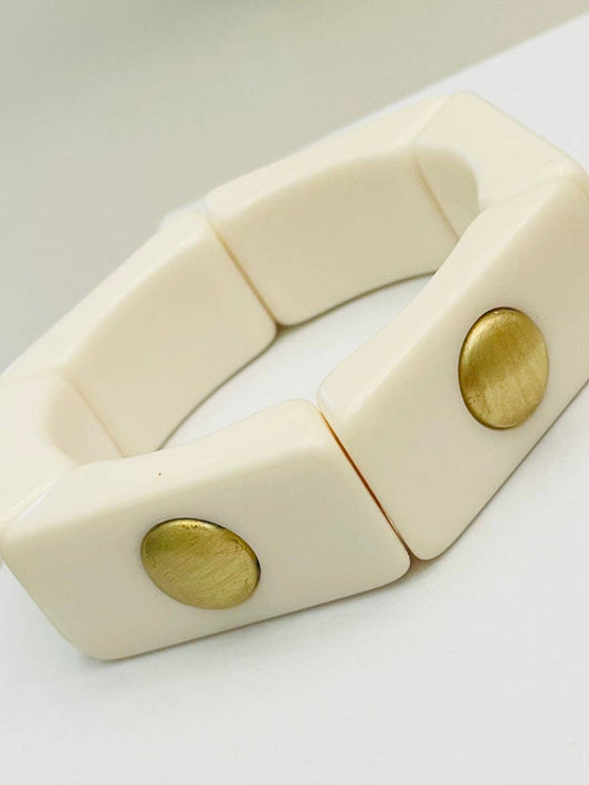 Bracelet - 6-side stretch (ivory/brass)