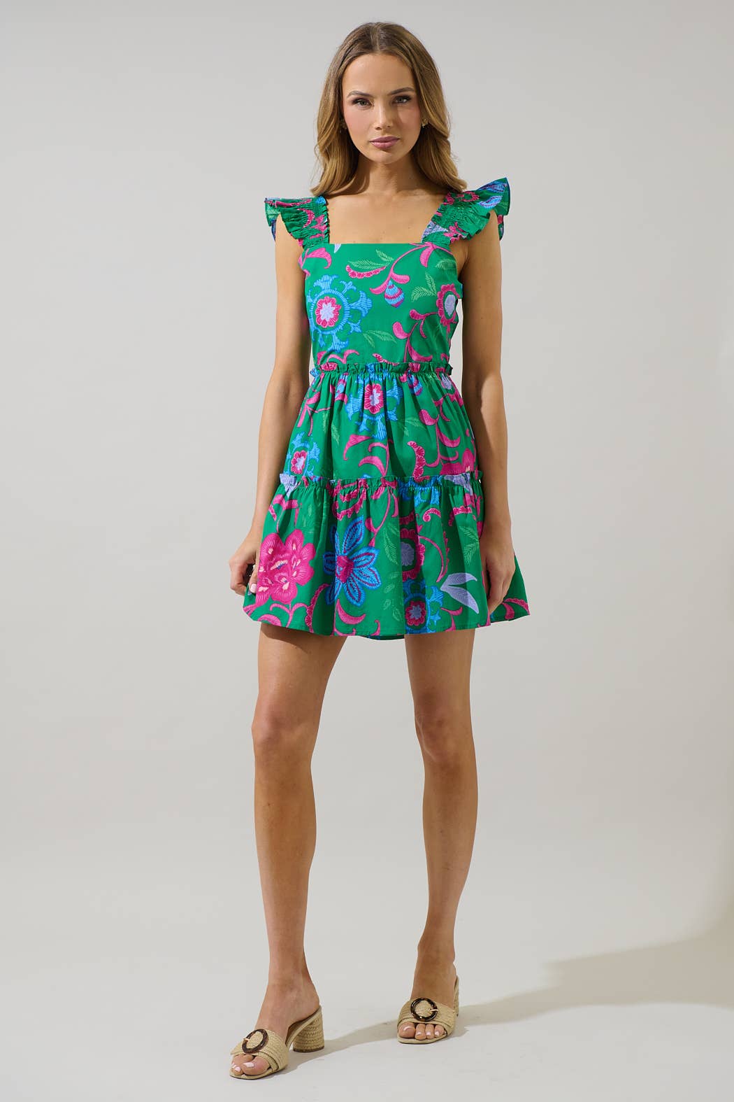 Cabina Floral Ruffle Tiered Mini Dress