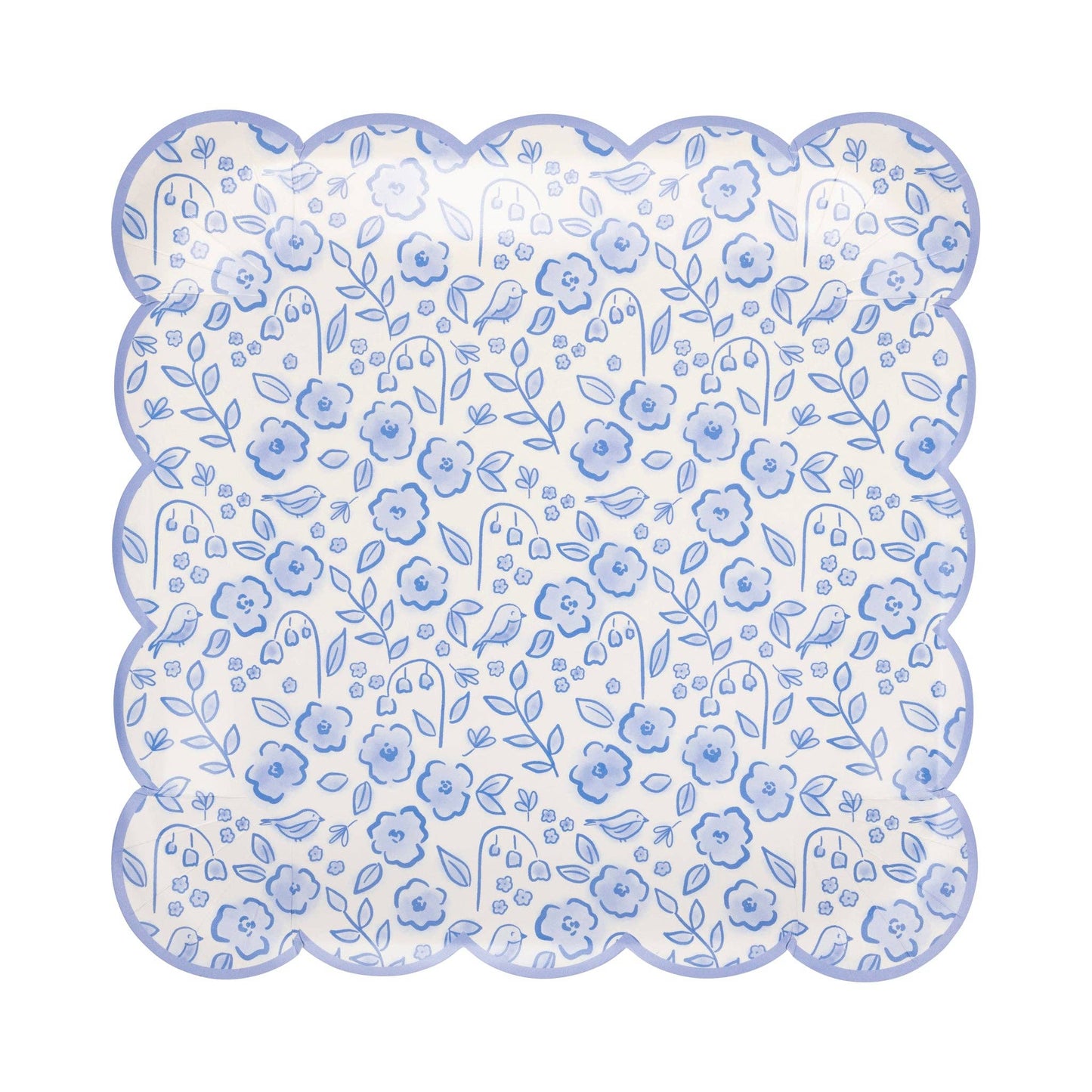 Blue Floral Paper Plates