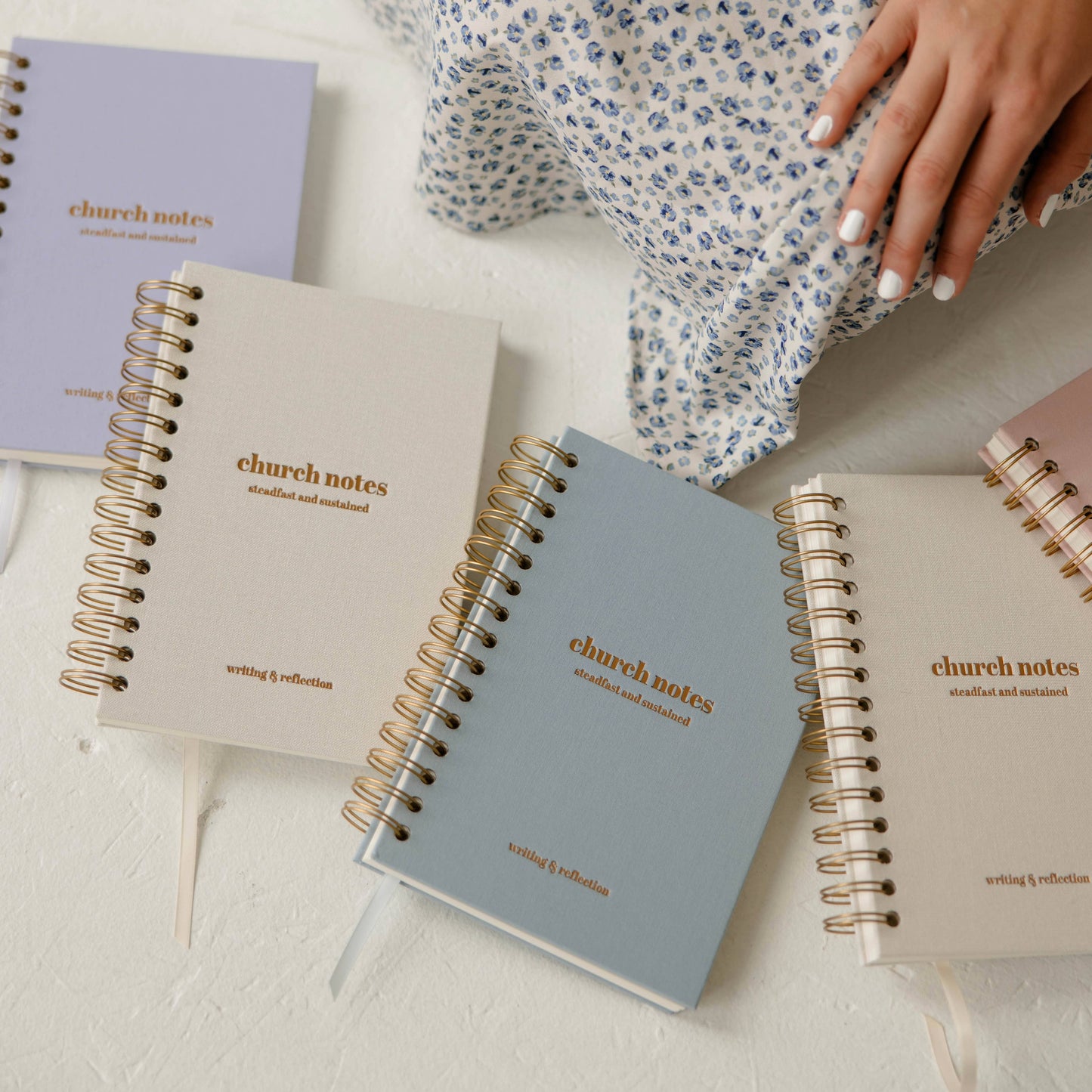 Church Notes Journal - Spiral Linen Blue