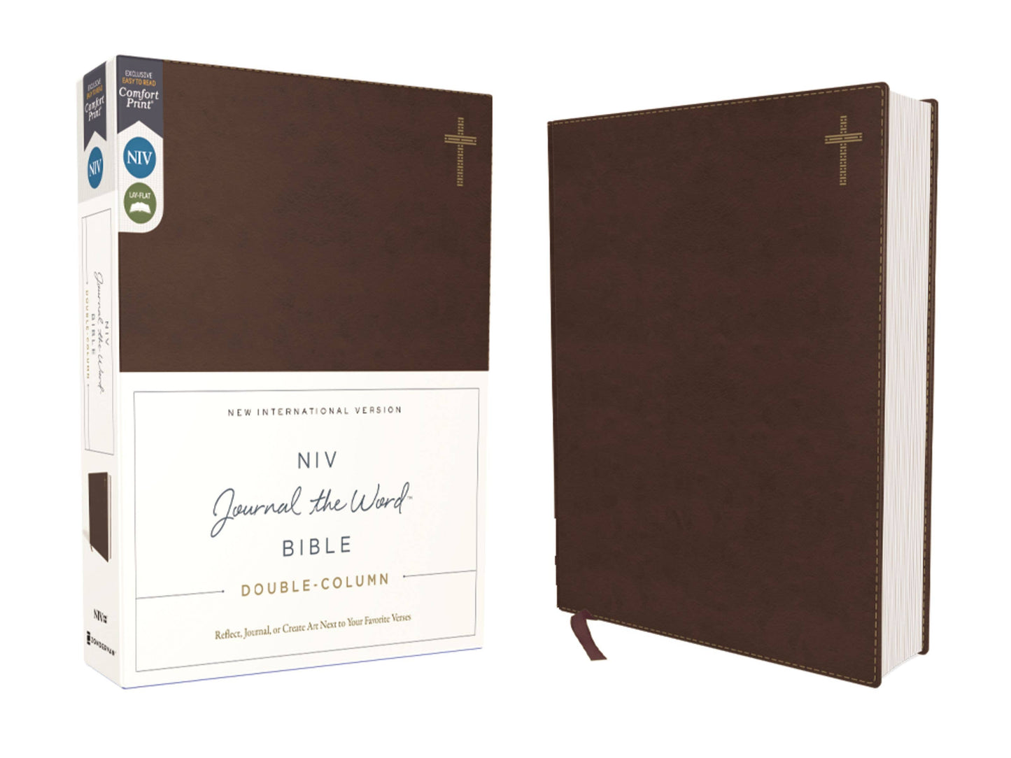 NIV Journal The Word Bible, Double-Column Leathersoft Brown
